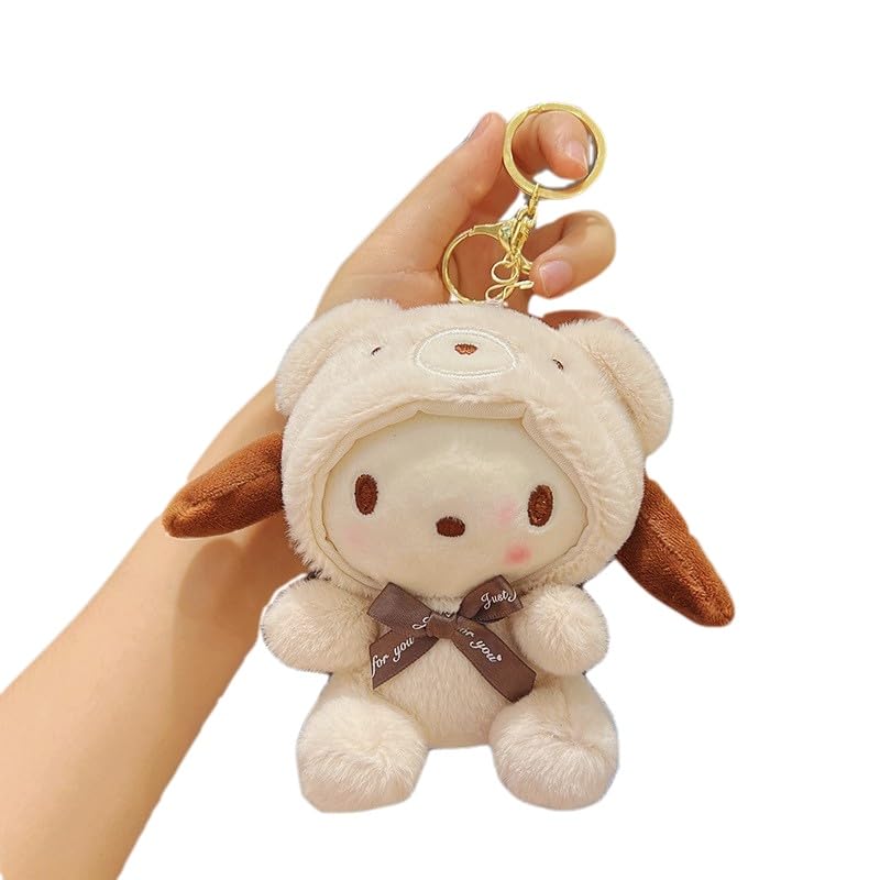 Bandfol Cartoon Bag Charms Cute Plush Keychain for Women, 5" Soft Backpack Key Chain Cute Animals Bag Keychain - Image 1