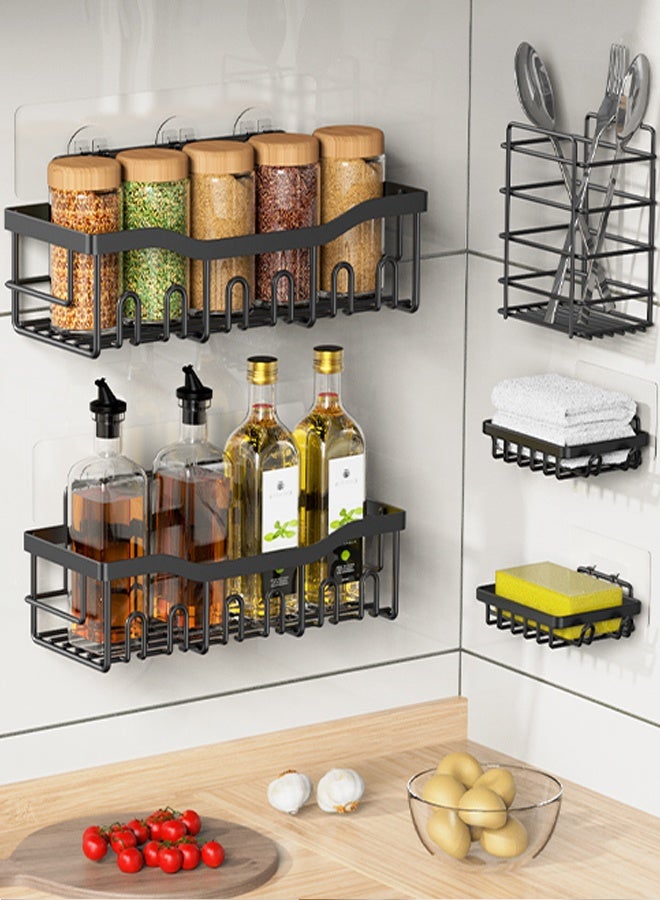 MTSOVIV 5-Pack Rustproof & Waterproof Shower Caddy 5-Pack, No Drilling Adhesive Corner Shower Shelves, Rack For Inside Shower, Large Bathroom Organizer Storage Accessories, Ideal for Home&Kitchen, Black - Image 2