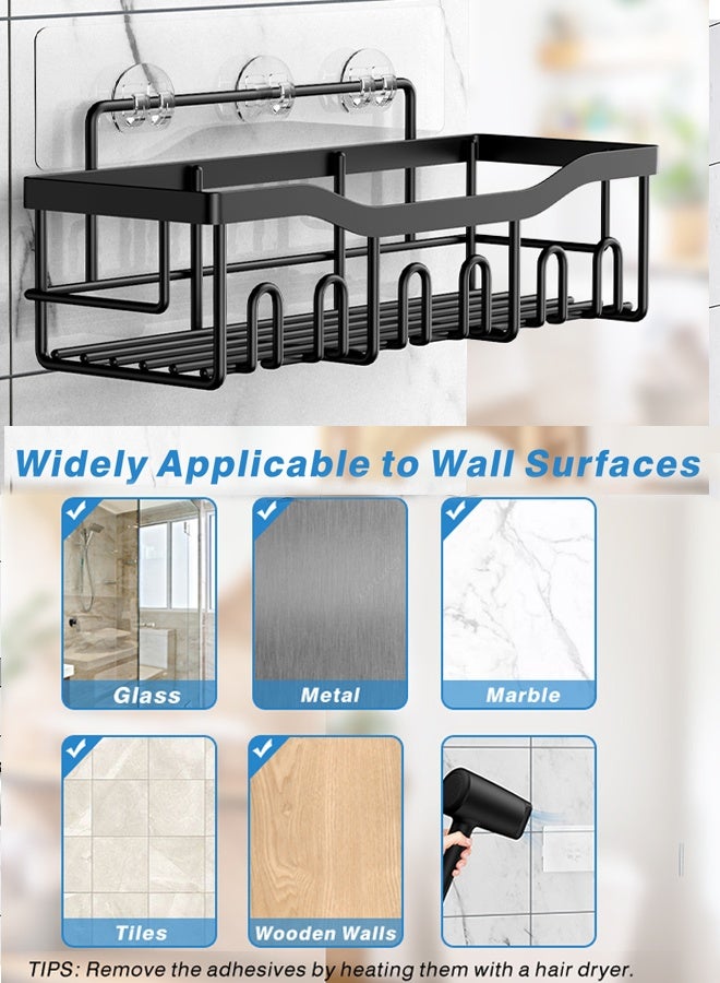 MTSOVIV 5-Pack Rustproof & Waterproof Shower Caddy 5-Pack, No Drilling Adhesive Corner Shower Shelves, Rack For Inside Shower, Large Bathroom Organizer Storage Accessories, Ideal for Home&Kitchen, Black - Image 5