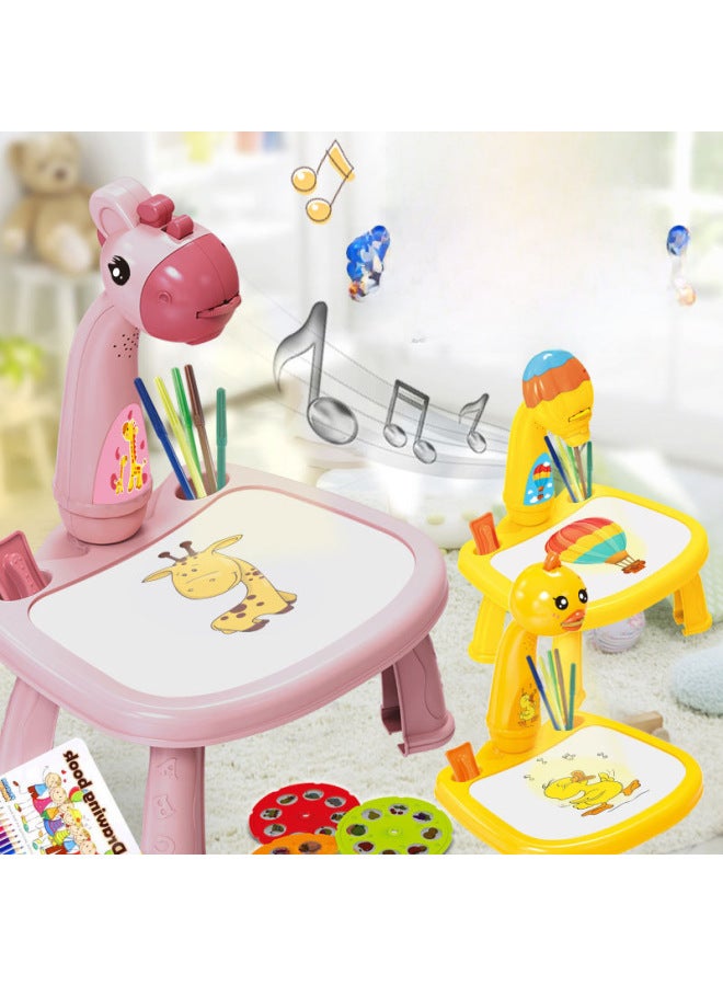 Fawn Projection Painting Toy Writing Board Multi-functional Children's Writing Board With Light Music Projection Drawing Board-Color:Fawn-Yellow (with Music) - Image 3