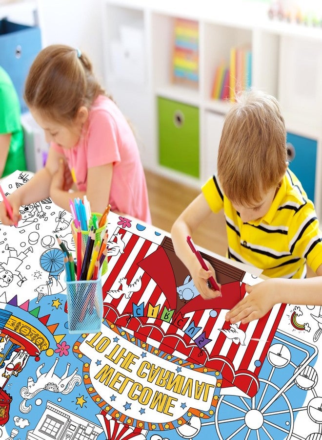 KIRIN Circus Carnival Giant Coloring Poster Circus Carnival Theme Birthday Party Decorations with 51.2x31.5 Inch Large Coloring Tablecloth Banner DIY Drawing Paper Sheet - Image 5