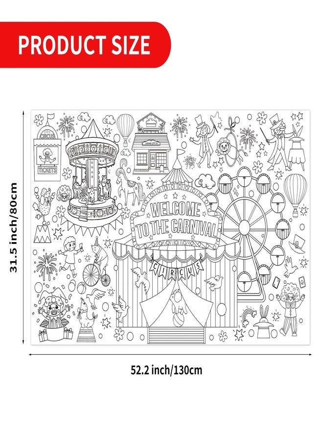 KIRIN Circus Carnival Giant Coloring Poster Circus Carnival Theme Birthday Party Decorations with 51.2x31.5 Inch Large Coloring Tablecloth Banner DIY Drawing Paper Sheet - Image 2