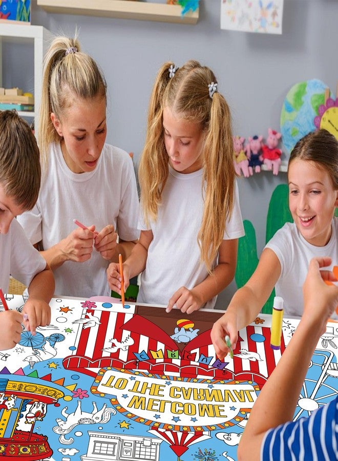 KIRIN Circus Carnival Giant Coloring Poster Circus Carnival Theme Birthday Party Decorations with 51.2x31.5 Inch Large Coloring Tablecloth Banner DIY Drawing Paper Sheet - Image 4