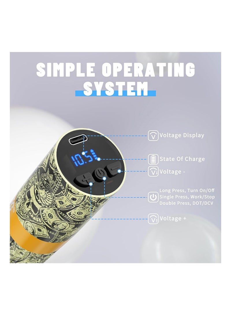 HaLunhi Wireless Tattoo Machine Kit，Includes a 1600mAh Tattoo Power Bank，20 Cartridge Tattoo Needles，Colored Tattoo Ink，and Other Accessories，Suitable for Tattoo Artists (Gold) - Image 2