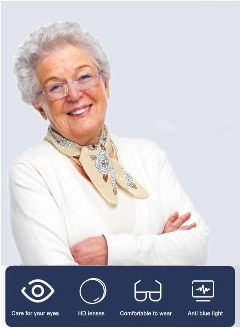 يوجي 2pcs Frameless قراءة النظارات المضادة للضوء الأزرق الراتنج HD قراءة النظارات للمسنين - Image 3