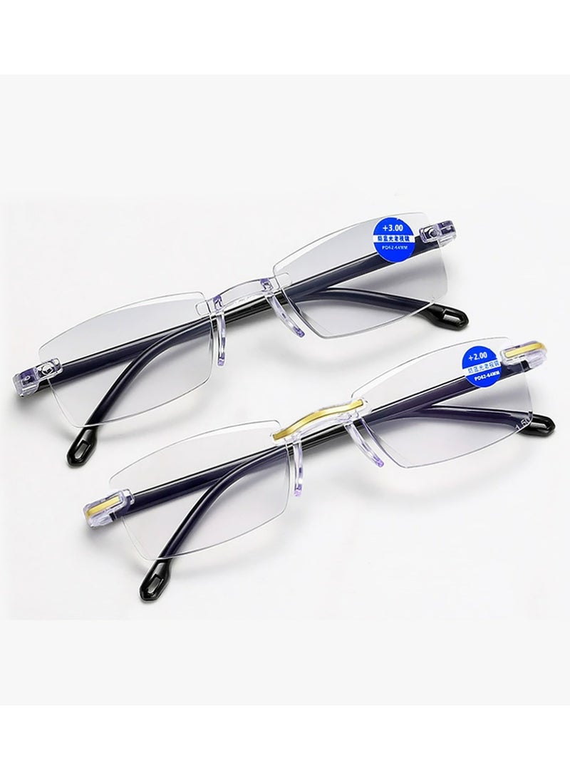 يوجي 2pcs Frameless قراءة النظارات المضادة للضوء الأزرق الراتنج HD قراءة النظارات للمسنين - Image 1