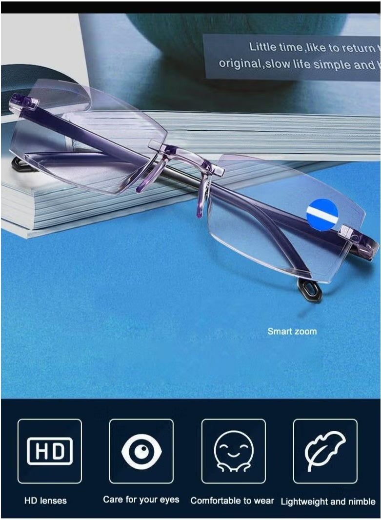 يوجي 2pcs Frameless قراءة النظارات المضادة للضوء الأزرق الراتنج HD قراءة النظارات للمسنين - Image 2