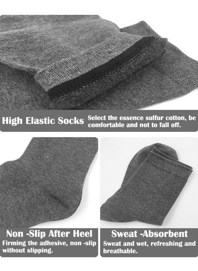 ZCM-HAPPY 10 Pairs Men's Mixed Color Cotton Mid-cut Exquisite Business Socks Calf Socks - Image 2