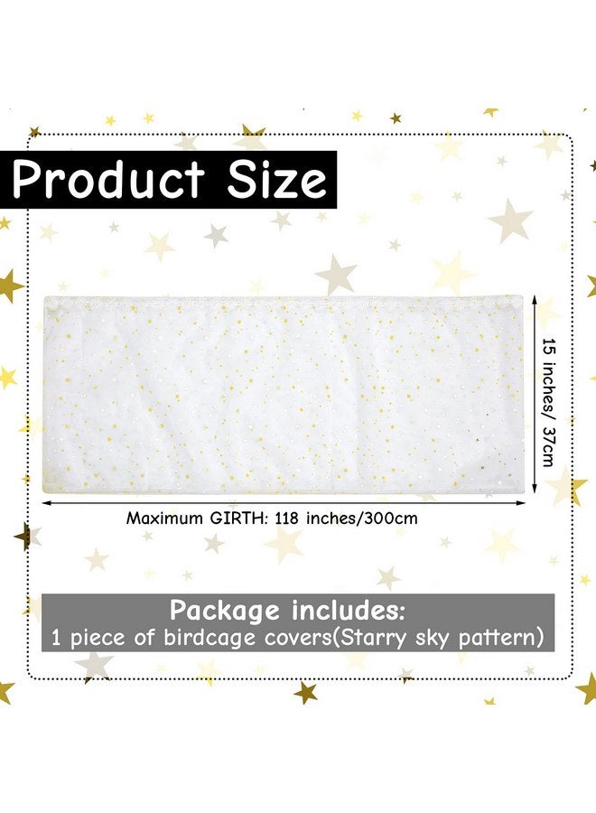 Shappy Large Bird Cage Cover Birdcage Nylon Mesh Net Cover Seed Feather Catcher Twinkle Star Universal Birdcage Cover Bird Seed Guard Skirt for Parakeet Macaw African Square Cage (White)  - Image 2