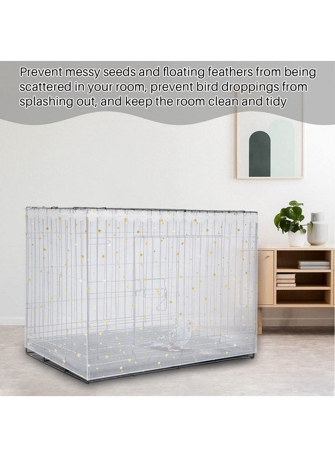 Shappy Large Bird Cage Cover Birdcage Nylon Mesh Net Cover Seed Feather Catcher Twinkle Star Universal Birdcage Cover Bird Seed Guard Skirt for Parakeet Macaw African Square Cage (White)  - Image 4