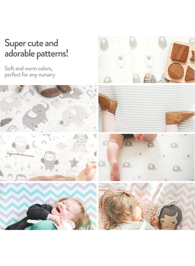 Joey + Joan Travel Lite Crib Sheets Compatible with Graco Travel Lite Crib with Stages â€“ Fits Perfectly on 20â€ x 30â€ Mattress Without Bunching Up â€“ Snuggly Soft Jersey Cotton â€“ Grey Sheep, Stripe â€“ 2 Pack - Image 4