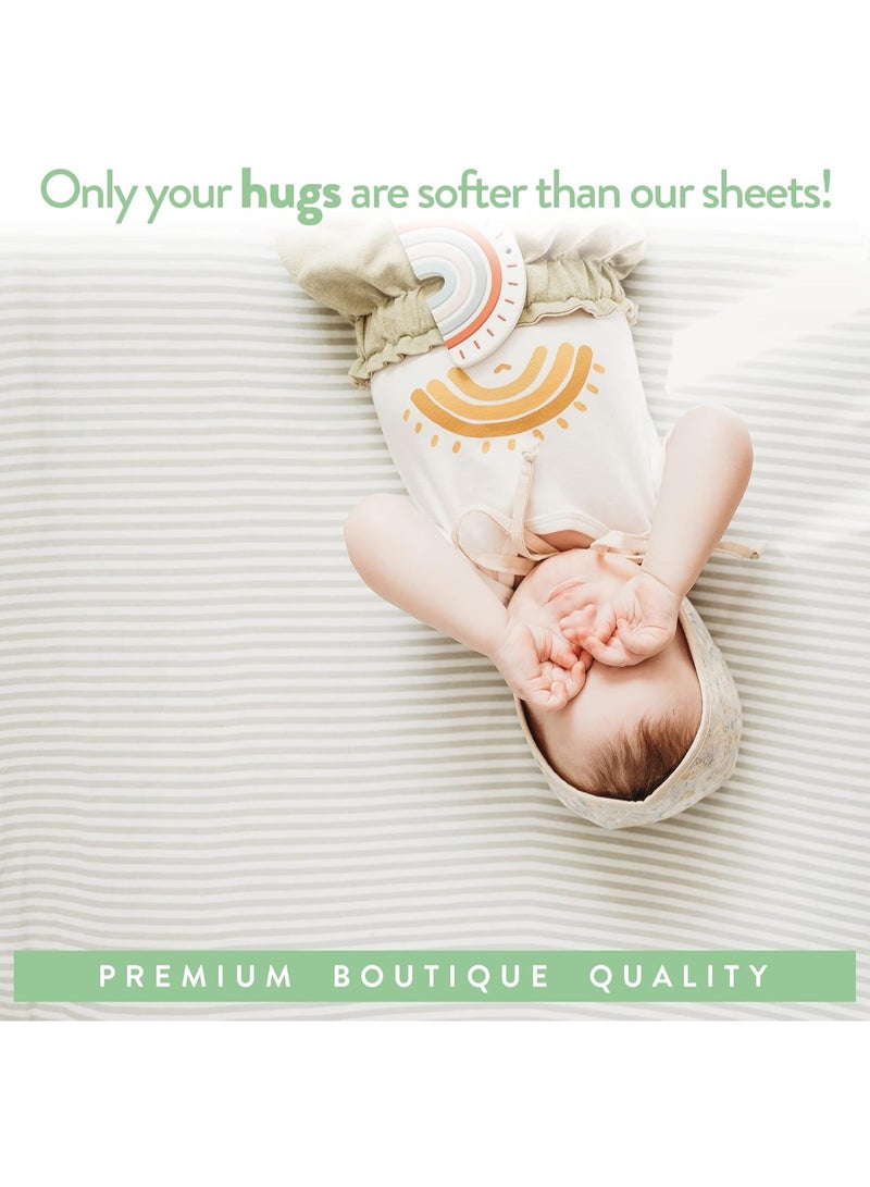 Joey + Joan Travel Lite Crib Sheets Compatible with Graco Travel Lite Crib with Stages â€“ Fits Perfectly on 20â€ x 30â€ Mattress Without Bunching Up â€“ Snuggly Soft Jersey Cotton â€“ Grey Sheep, Stripe â€“ 2 Pack - Image 5