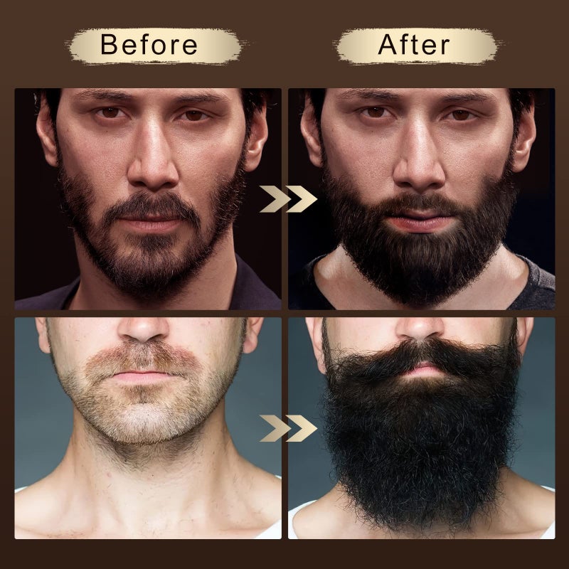 POP MODERN.C Beard Growth Kit Beard Grooming Kit 6pcs Beard Wash Shampoo Beard Oil Beard Balm Beard Comb Brush Scissors - Image 5