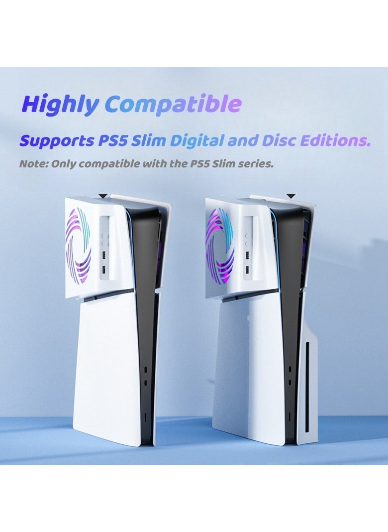 AOLION PS5 Slim Cooling Fan – RGB Lighting, Intelligent Temperature Control, Ultra-Quiet 1600 RPM Fan, USB Ports, and Enhanced Heat Dissipation for PlayStation 5 Slim  - Image 2