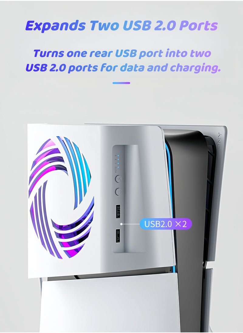 AOLION PS5 Slim Cooling Fan – RGB Lighting, Intelligent Temperature Control, Ultra-Quiet 1600 RPM Fan, USB Ports, and Enhanced Heat Dissipation for PlayStation 5 Slim  - Image 5