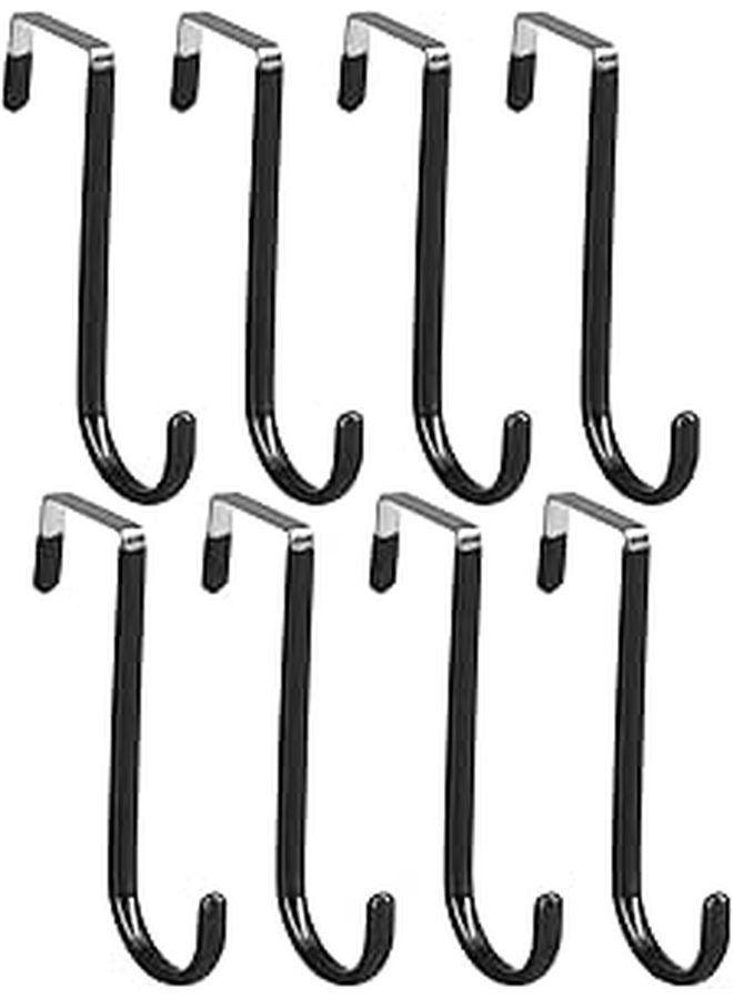 Over The Door Hooks Heavy Duty Black Metal Hangers 8pcs Non Scratch Bathroom Towel Coat Organizer - Image 1