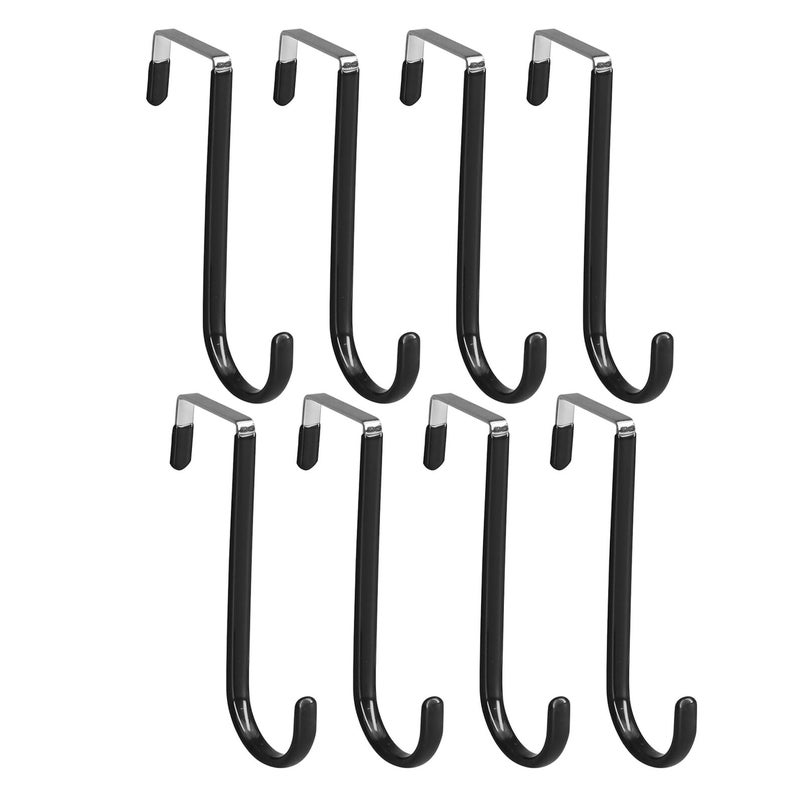 Over The Door Hooks Heavy Duty Black Metal Hangers 8pcs Non Scratch Bathroom Towel Coat Organizer - Image 2