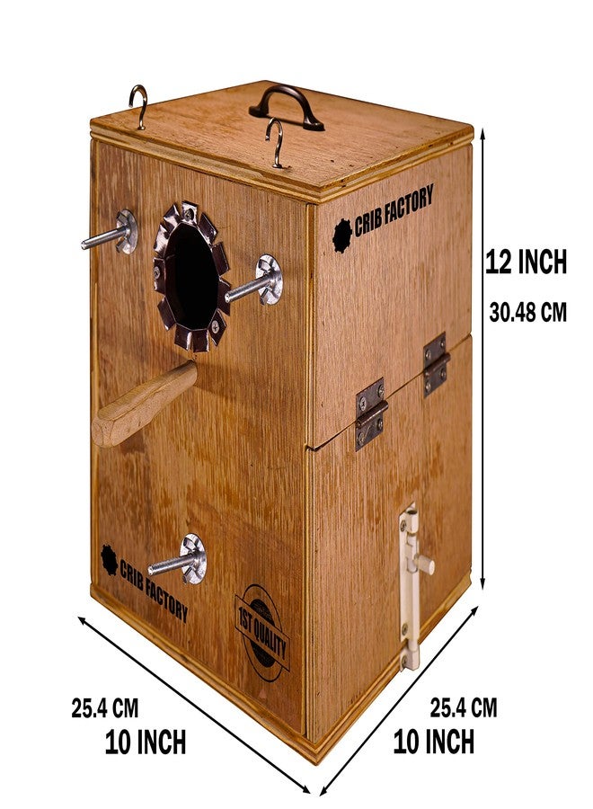 CRIB FACTORY Perfect Breeding Box for Cockatiel Birds | HIGH-QULTY Plywood | 10X10X12 INCH | Designed for Cockatiel (with Two Tray) - Image 3