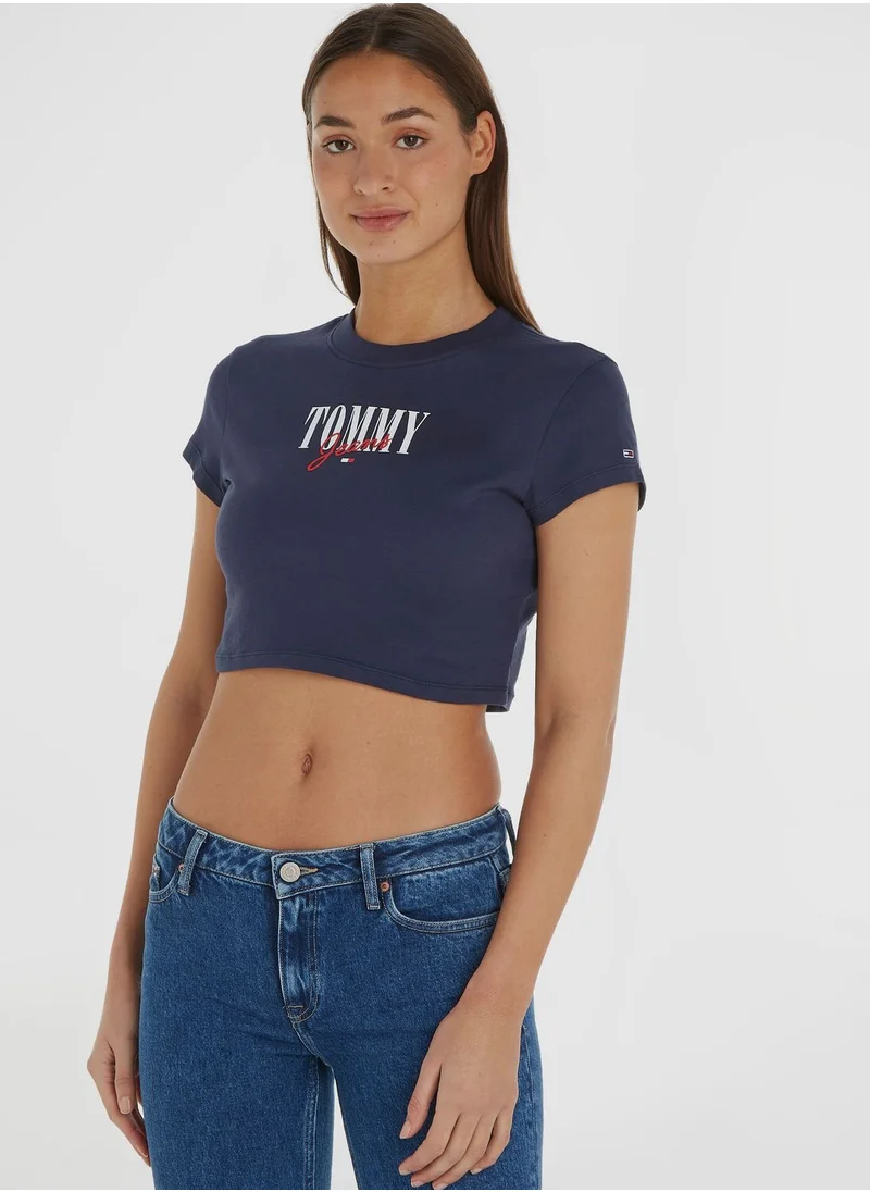 TOMMY JEANS Round Neck Logo Crop T-Shirt