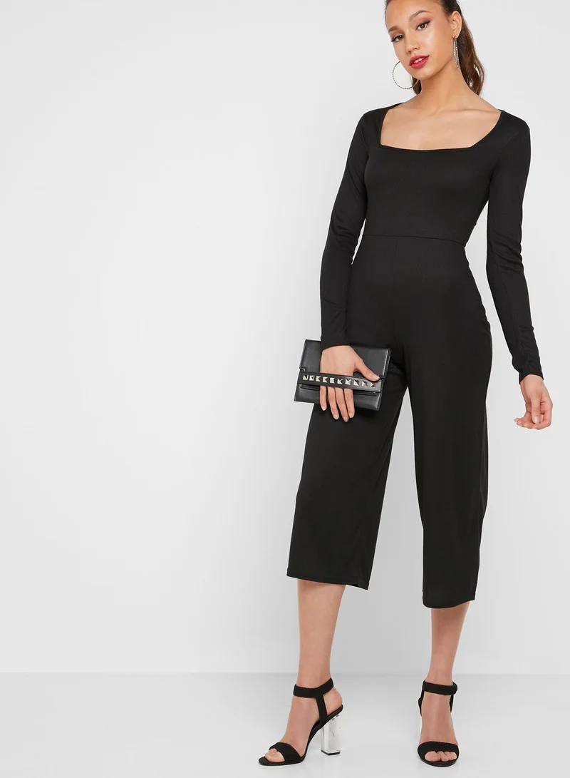 Missguided Square Neck Ribbed Jumpsuit
