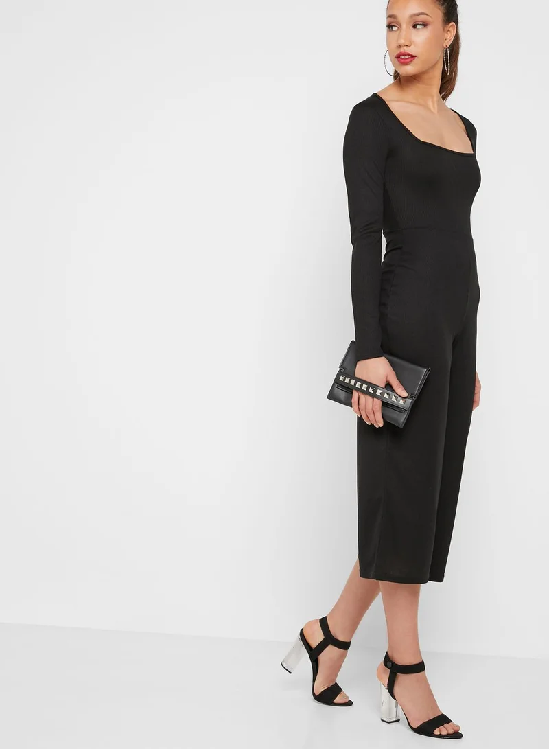 Missguided Square Neck Ribbed Jumpsuit