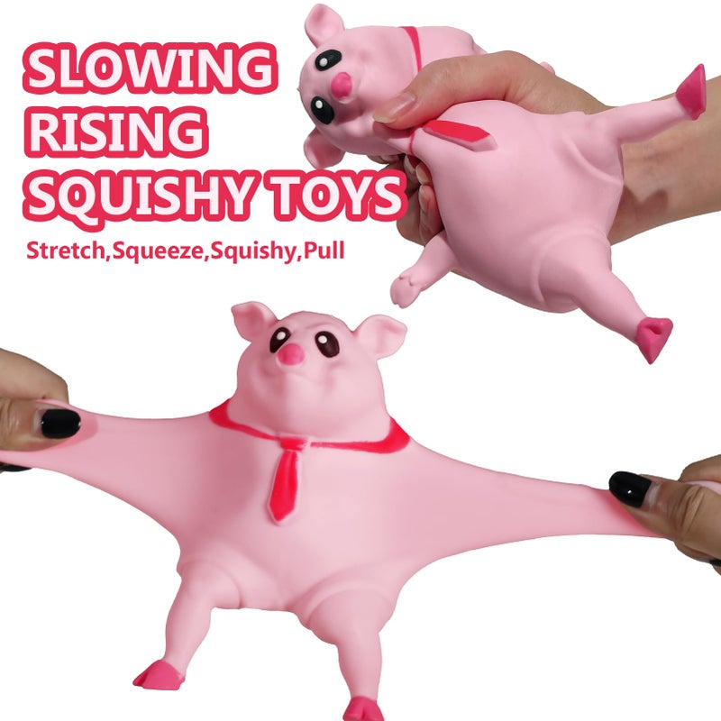 CHEROSIN Cute Squishy Pig for Kids and Adults - 2Pack of Sensory Stress Relief Pig Squeeze Toys to Anxiety, Funny Stretch Animal Splat Toys Splashy Piggy Toy Christmas Stocking Stuffers for Autism Kids - Image 2