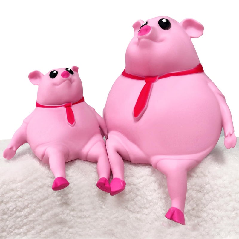 CHEROSIN Cute Squishy Pig for Kids and Adults - 2Pack of Sensory Stress Relief Pig Squeeze Toys to Anxiety, Funny Stretch Animal Splat Toys Splashy Piggy Toy Christmas Stocking Stuffers for Autism Kids - Image 1