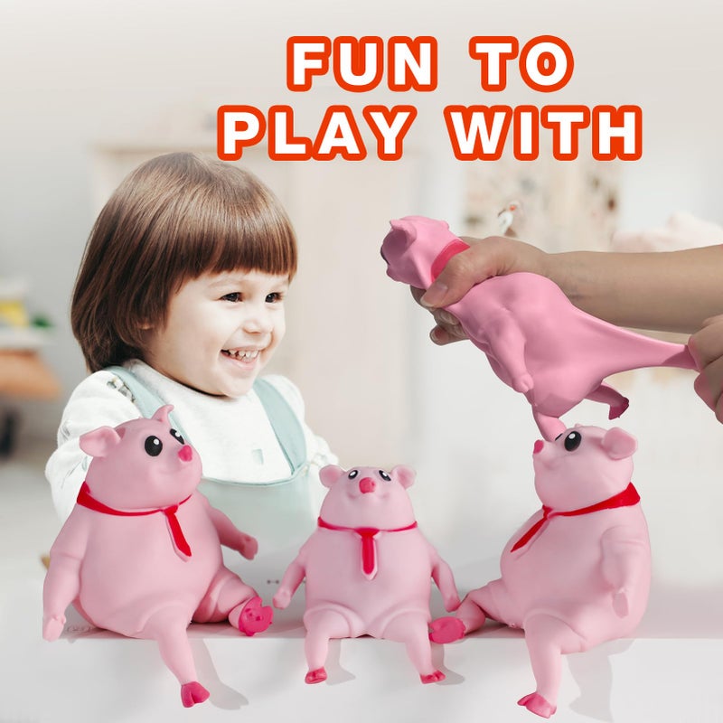 CHEROSIN Cute Squishy Pig for Kids and Adults - 2Pack of Sensory Stress Relief Pig Squeeze Toys to Anxiety, Funny Stretch Animal Splat Toys Splashy Piggy Toy Christmas Stocking Stuffers for Autism Kids - Image 5
