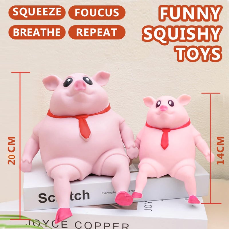 CHEROSIN Cute Squishy Pig for Kids and Adults - 2Pack of Sensory Stress Relief Pig Squeeze Toys to Anxiety, Funny Stretch Animal Splat Toys Splashy Piggy Toy Christmas Stocking Stuffers for Autism Kids - Image 4