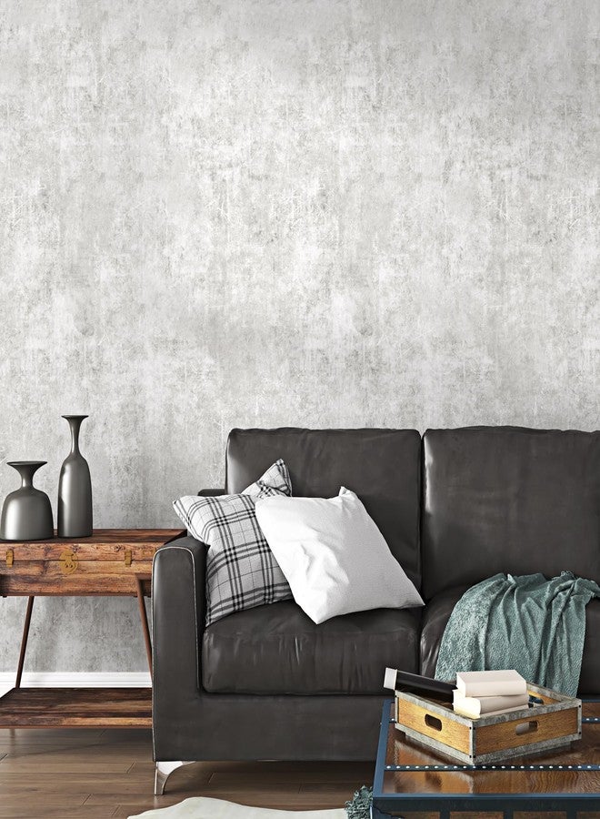 WESTICK Light Grey Concrete Wallpaper Peel and Stick Textured Concrete Wall Paper Modern Cement Wallpaper for Bedroom Waterproof Matte Limewash Grey Contact Paper for Countertops Gym Garage 15.8"x80" - Image 1