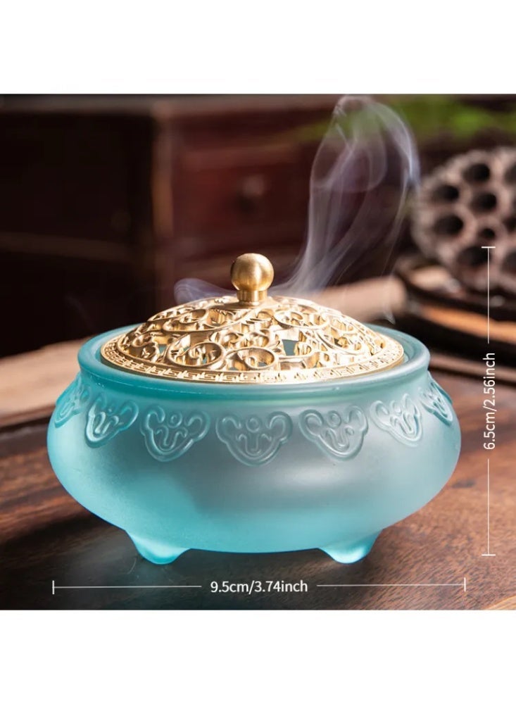 Ancient Glass Tripod Incense Burner, Traditional Oriental Style Censer, Home Decor & Festival Ornament - Image 3