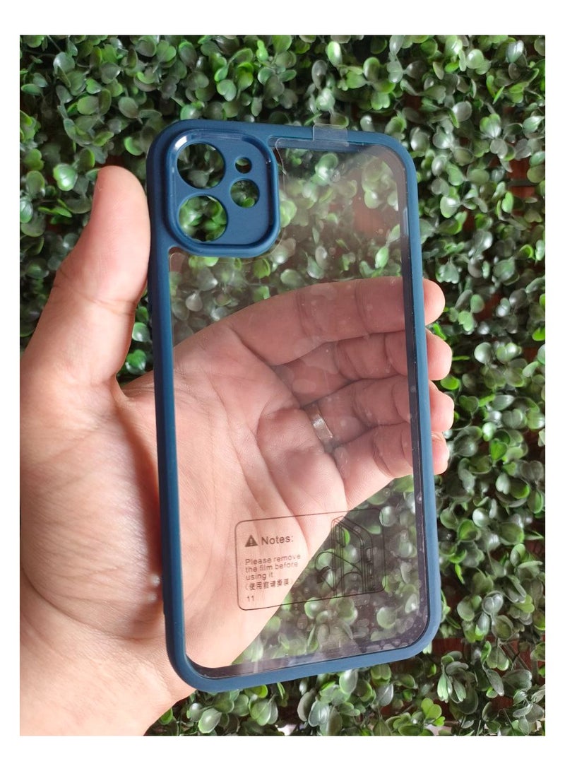 Magic Mask Clear Phone Case, Protective Hard Back Cover with Transparent Silicone Frame, Blue Compatible with iPhone 11 - Image 2