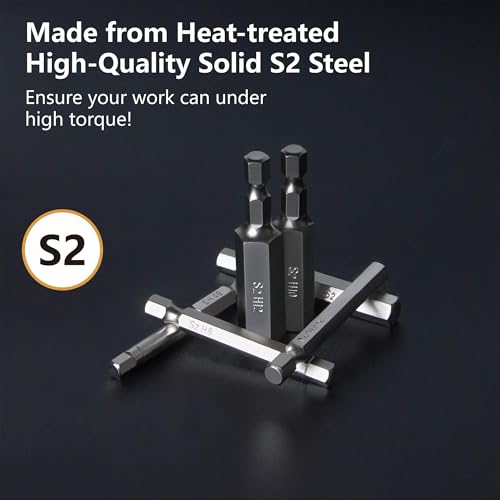 MulWark Hex Head Allen Wrench Drill Bit Set 20PC (10pc Metric & 10pc SAE), 2.3" Long 1/4" Diameter Quick Release Shank Magnetic Screwdriver Bit Set for Assembling Furniture - Image 5