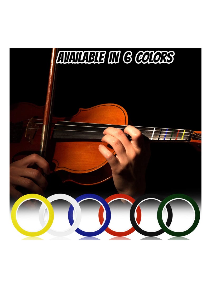 6 Rolls Violin Tape Fingerboard,  3mm Violin Finger Guide Stickers, 216FT Cello Fingering Tape for Violin Cello Practice Beginners' Finger Position Marker (8 Colors) - Image 4