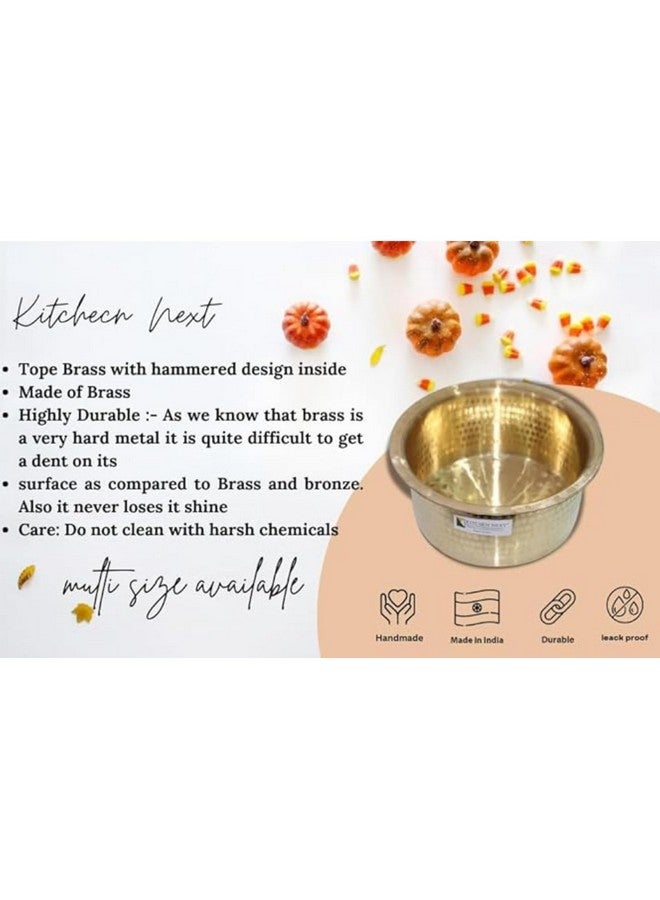 Kitchen Next (Muke) Brass Hammered, Polished Patila, Tope, Cookware, Round Tapeli, Bhagona (3.5 Liter) - Image 3