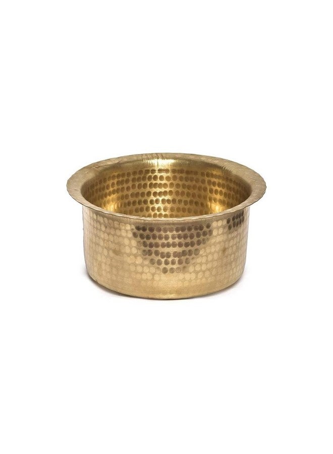 Kitchen Next (Muke) Brass Hammered, Polished Patila, Tope, Cookware, Round Tapeli, Bhagona (3.5 Liter) - Image 1