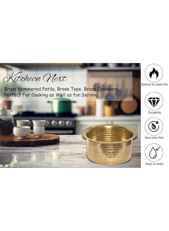 Kitchen Next (Muke) Brass Hammered, Polished Patila, Tope, Cookware, Round Tapeli, Bhagona (3.5 Liter) - Image 4