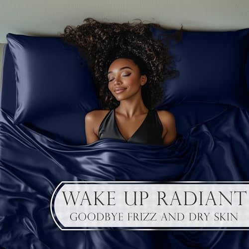 DECOLURE Satin Bed Sheets - 4 Piece Luxury Silky King Size Bedding Set - Softer Than Silk, Wrinkle-Free with 15” Deep Pocket Fitted Sheet, Perfect for Hair & Skin, Gifts for Women (Navy Blue) - Image 4
