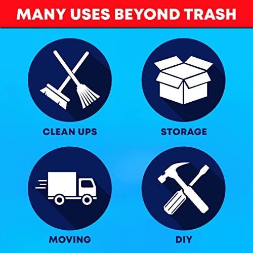 Tasker 55-60 Gallon Trash Bags Heavy Duty | Value 50 Count Bags w/Ties | Extra Large Industrial Trash Bags 55 Gallon, Lawn and Leaf Bags, Extra Large Outdoor Contractor Trash Can Liners, 50-60 Gallon - Image 5