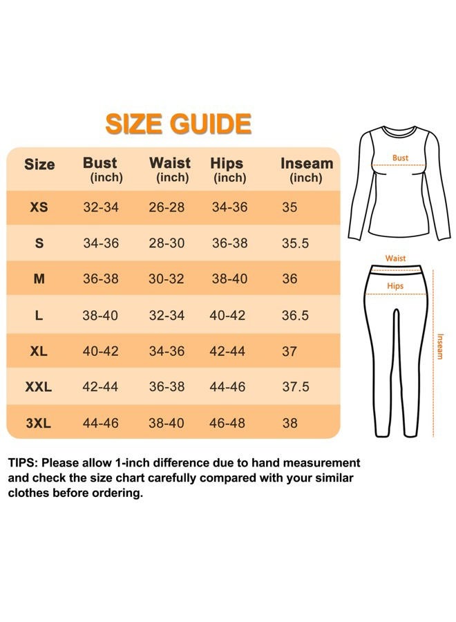 SIMIYA Thermal Underwear Set for Women Long Johns with Fleece Lined Long Sleeves Base Layer Set Top Bottom Black, Black, S - Image 5