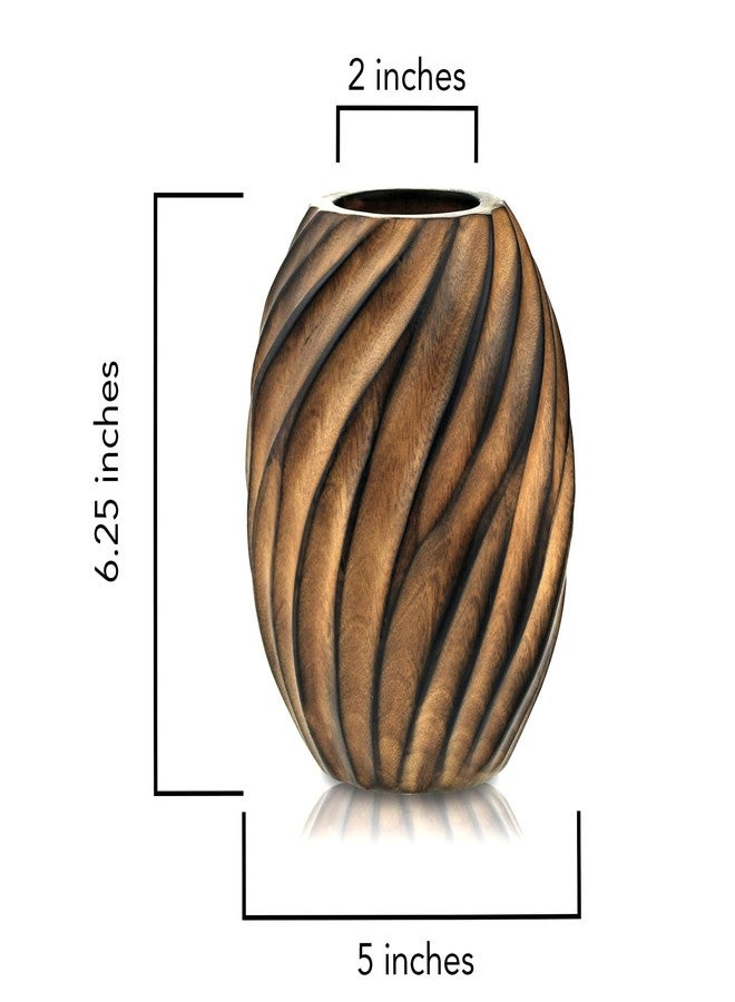 AeraVida Mesmerizing Hand-Carved Spiral Brown Mango Tree Wood Vase | Elegant Rustic Home Décor Accent | Natural Mango Wood Flower Vase - Image 5