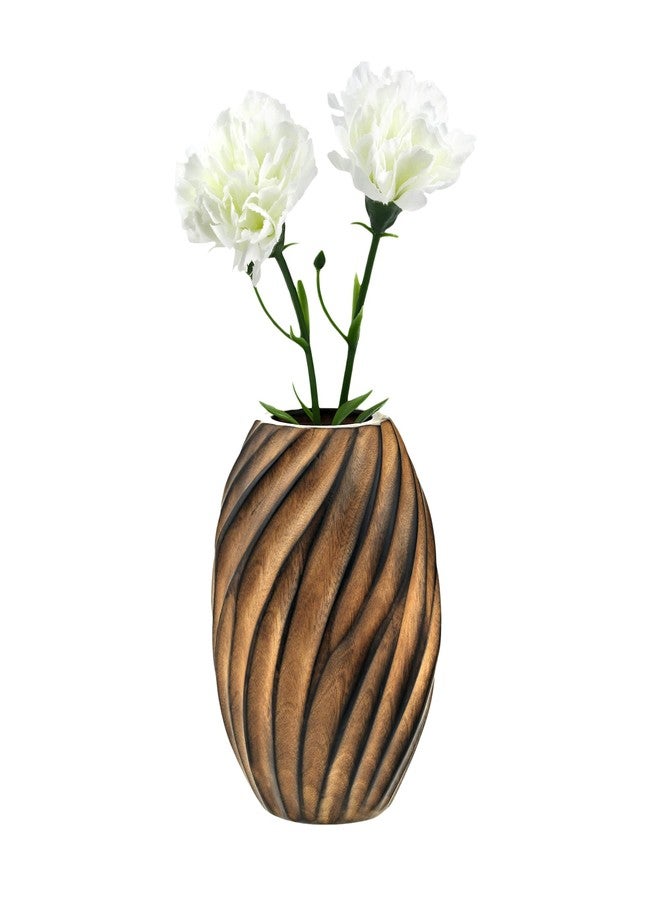 AeraVida Mesmerizing Hand-Carved Spiral Brown Mango Tree Wood Vase | Elegant Rustic Home Décor Accent | Natural Mango Wood Flower Vase - Image 4