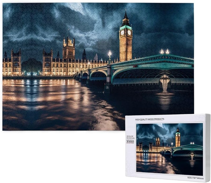 بيغ بن إنجلترا 1000 قطعة لغز للأدوات المنزلية الديكور 29.5 × 19.7 بوصة - Image 1