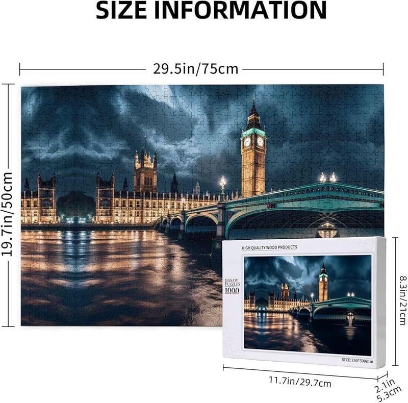 بيغ بن إنجلترا 1000 قطعة لغز للأدوات المنزلية الديكور 29.5 × 19.7 بوصة - Image 4