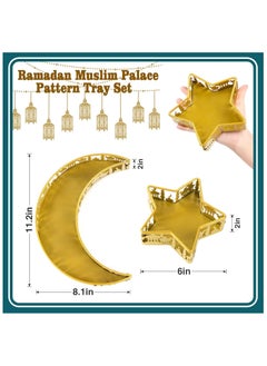 Moon Star Shaped Trays - 2 PCS Ramadan Metal Serving Dishes for Eid Mubarak, Islam Muslim Al-Fitr Iftar Party Crescent Iron Platters Table Decor, Food Pastry Dessert Display Holder (Palace Pattern) - pzsku/Z47DF81458700FDB6899BZ/45/_/1736394967/4b03c80d-d5fc-446b-bf7a-cee205110243