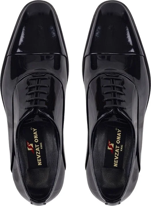 Nevzat Onay Black Patent Leather Classic Laced Leather Men's Shoes -02701-