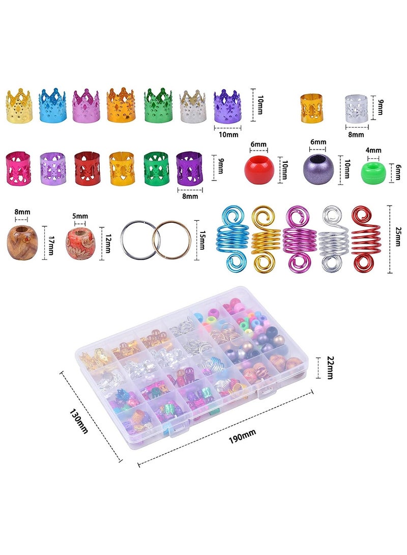 Luckam 278 Pieces Hair Coil Dreadlocks Adjustable Hair Braid Jewelry Rings Aluminum Dreadlocks Beads Wooden Beads Pony Beads for Braids Decoration - Image 4