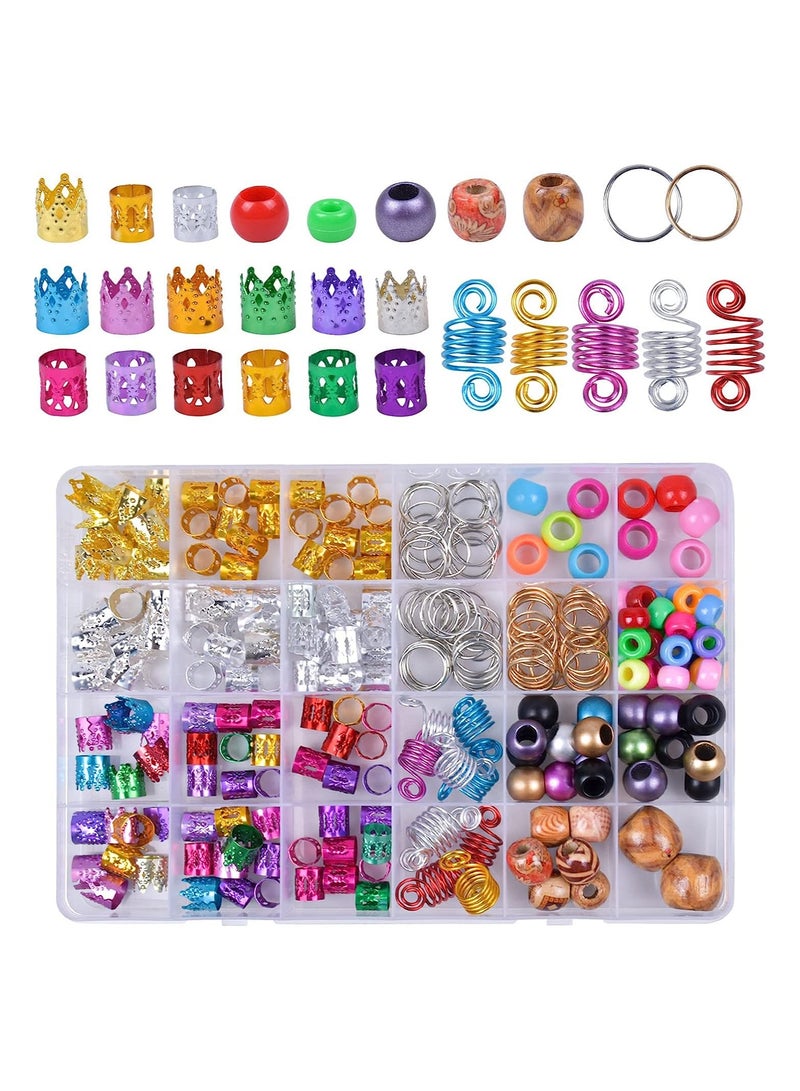 Luckam 278 Pieces Hair Coil Dreadlocks Adjustable Hair Braid Jewelry Rings Aluminum Dreadlocks Beads Wooden Beads Pony Beads for Braids Decoration - Image 1