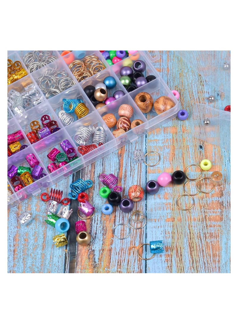 Luckam 278 Pieces Hair Coil Dreadlocks Adjustable Hair Braid Jewelry Rings Aluminum Dreadlocks Beads Wooden Beads Pony Beads for Braids Decoration - Image 3