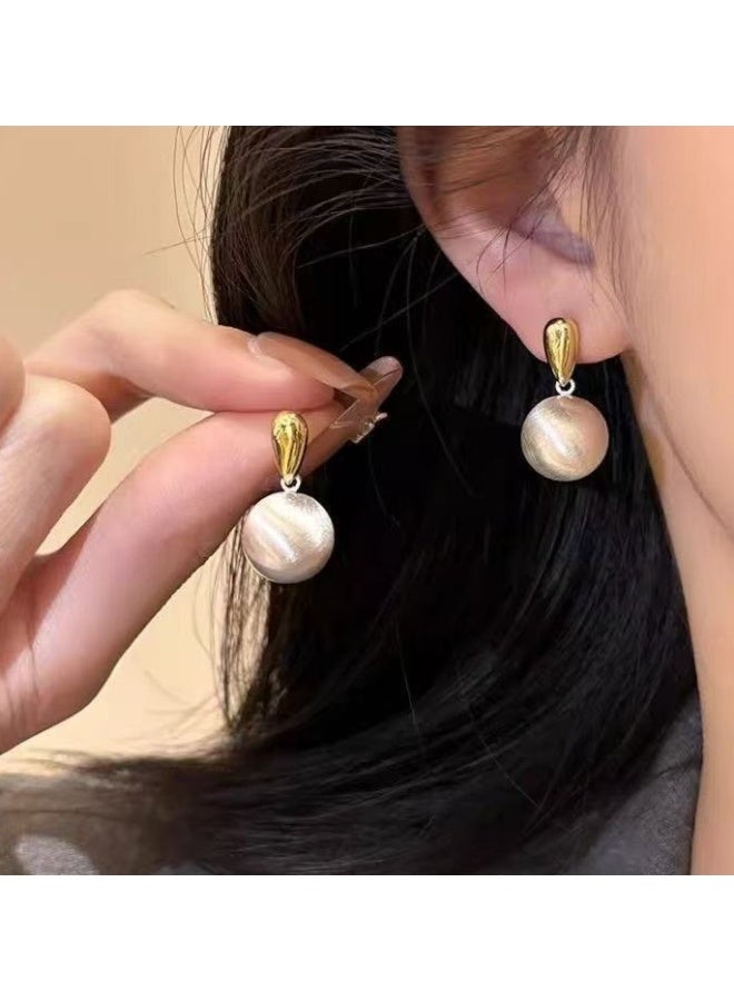 لاتين أقراط نسائية فضية أنيقة بتصميم إبرة، مصنوعة من المعدن المصقول عالي الجودة، أقراط مرصعة للنساء والفتيات - Image 2